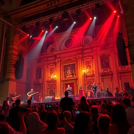 Fotografia di un concerto live con musicisti che suonano su un palco a Firenze