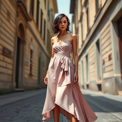 Scatto di moda realizzato in una via storica di Firenze, con abiti di alta sartoria