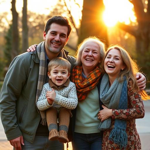 Un ritratto di famiglia spontaneo e gioioso ambientato in un parco di Firenze